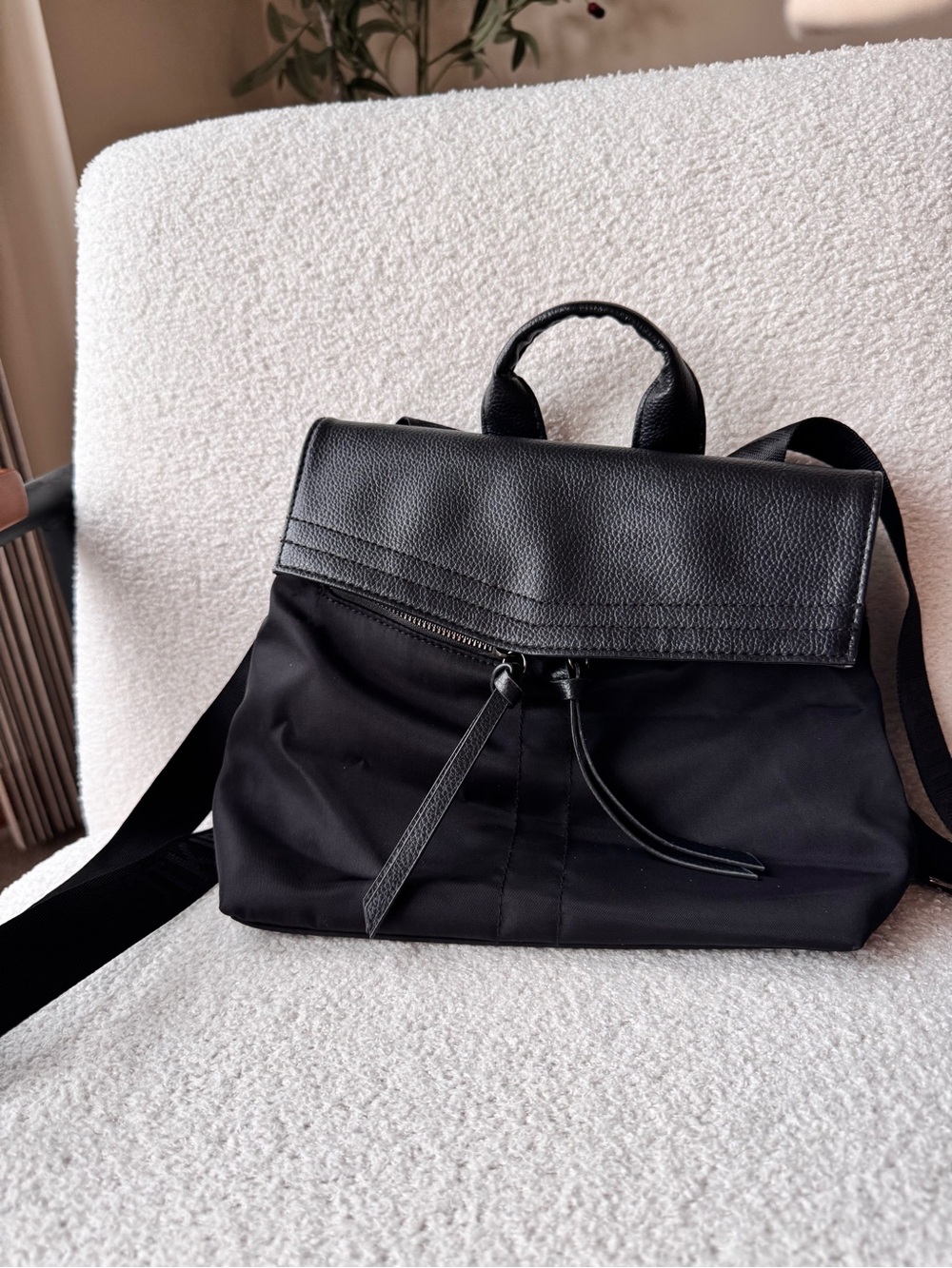 Botkier New York Black Backpack with Leather Flap